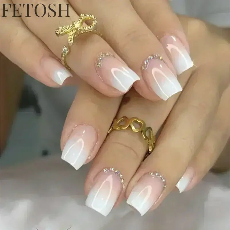 24Pcs Gradient Purple Nail Art Tips Simple Short Square Head False Nails Detachable Fashion Press on Nails Full Cover Fake Nails