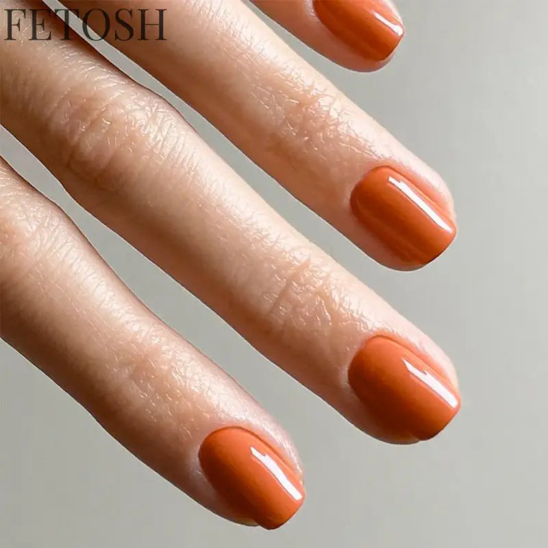 Glossy Solid Color Nail Art Short Square Colored Detachable Fake Nails Wearable Finished False Nails Press on Nails with Glue