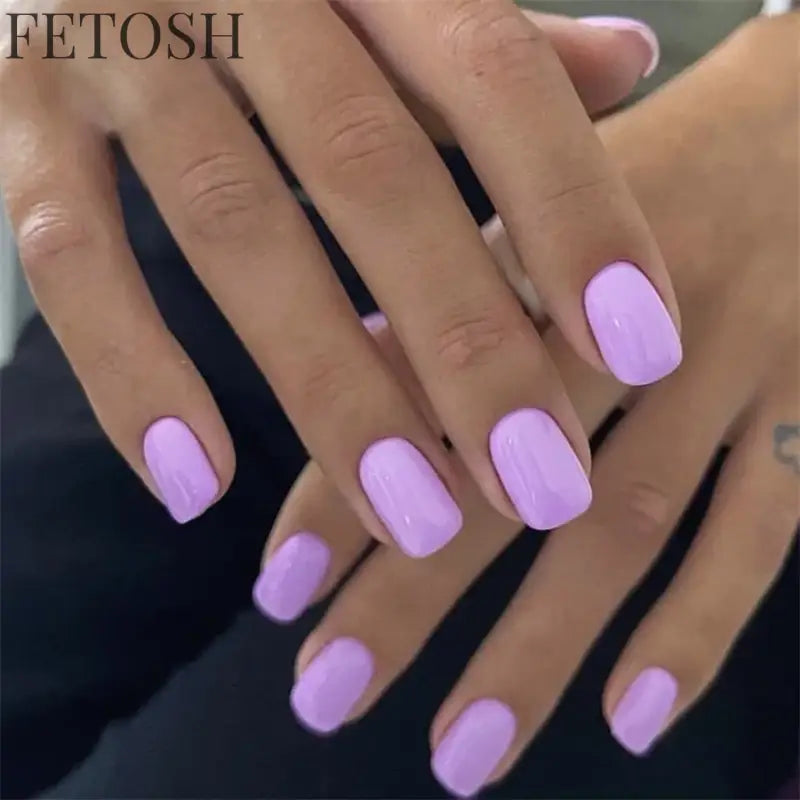 24Ps/Lot Artificial Acrylic Short Fake Nails Solid Color Simple Korean Full Press on Nail Tips Removable Wearing False Nails Art