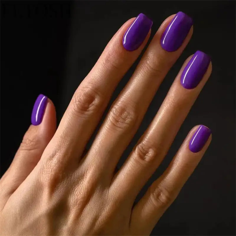 24Ps/Lot Artificial Acrylic Short Fake Nails Solid Color Simple Korean Full Press on Nail Tips Removable Wearing False Nails Art