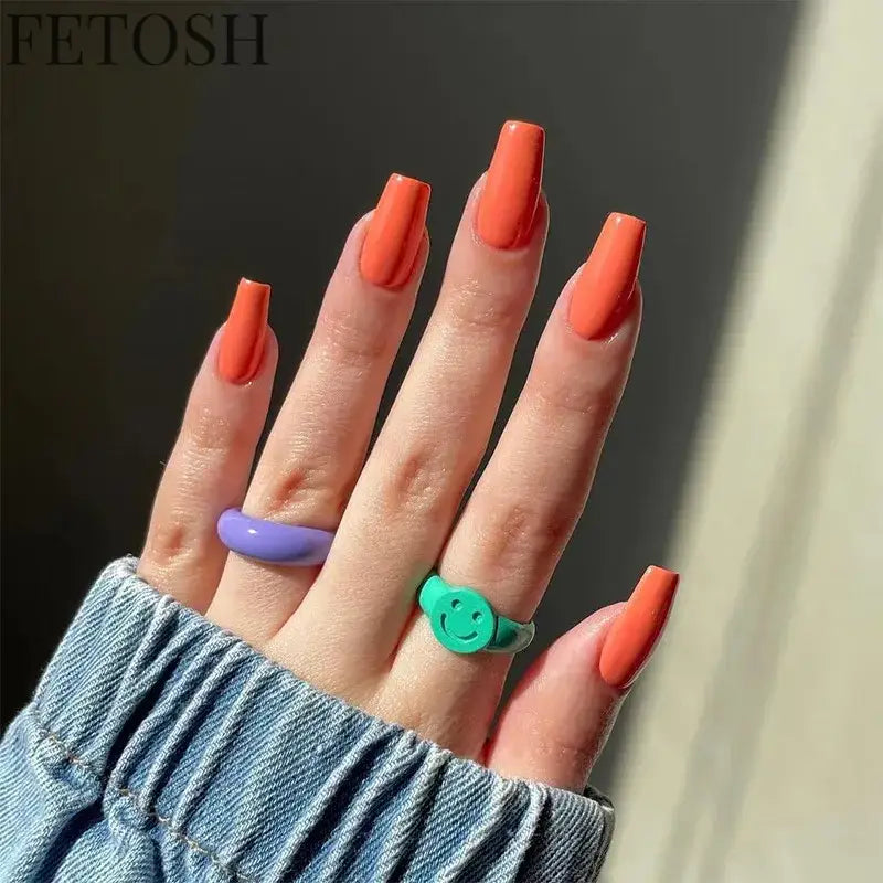 24 Pcs/Set Solid Color Short Fake Nails Art Finished Wearable False Nails for Girls Women Removable Simple White Press on Nail