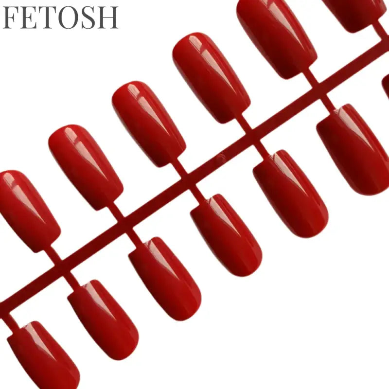 Artificial Press On Fake Nails Glossy Wine Red False Nail Long Square Reusable DIY Lady Fingernail Tip Manicure Tools
