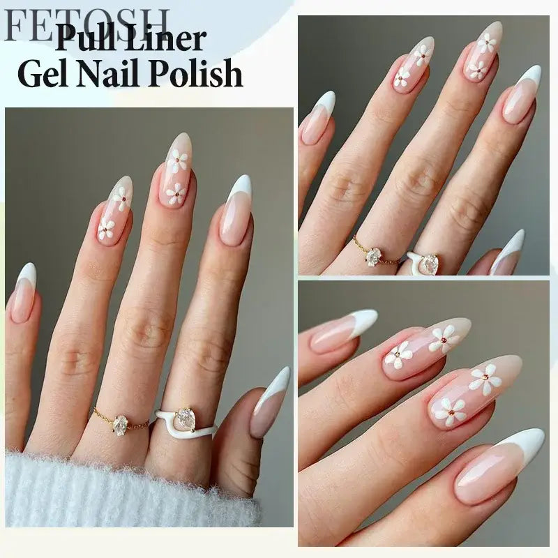 LILYCUTE 5ml White Black Liner Gel Nail Polish Colorful French Painting Stripe Semi Permanent Drawing Nail Art UV Gel Varnish