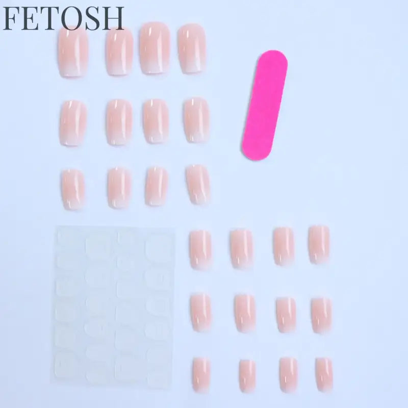 ARTAUG 24pcs Glossy Pink Press On Nails Medium Square Fake Nail Elegantstyle False Nail Full Cover Fake Nail For Stylish Women