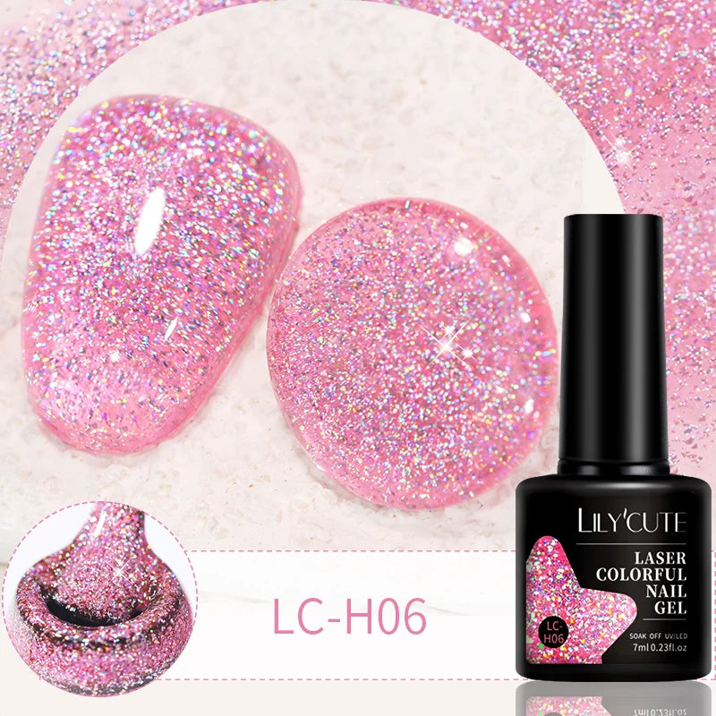 LILYCUTE Glitter Sequins UV Gel Nail Polish Shiny Spring Summer Color Semi Permanant Soak Off All For Manicure Nail Art Varnish