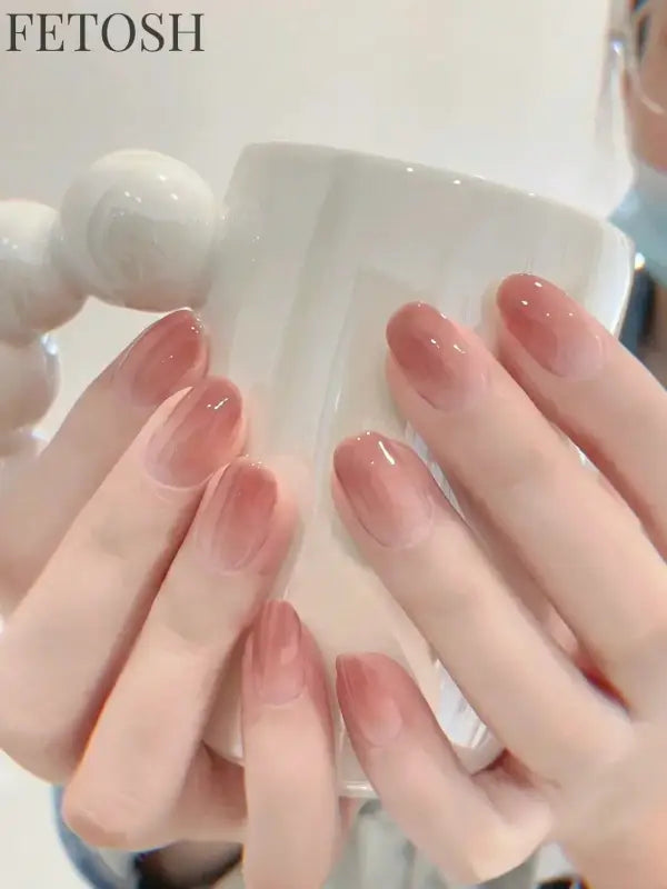 ARTAUG 24pcs Glossy Pink Press On Nails Medium Square Fake Nail Elegantstyle False Nail Full Cover Fake Nail For Stylish Women