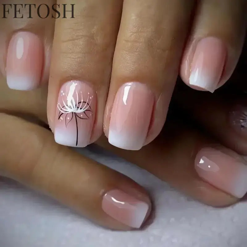24Pcs Gradient Purple Nail Art Tips Simple Short Square Head False Nails Detachable Fashion Press on Nails Full Cover Fake Nails