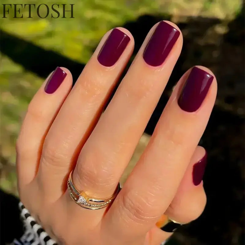 24Pcs Gradient Purple Nail Art Tips Simple Short Square Head False Nails Detachable Fashion Press on Nails Full Cover Fake Nails