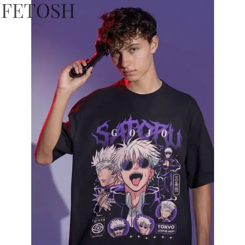 Gojo Satoru T-Shirt Jujutsu Kaisen Mahito Anime Horror Funny Gift Shirt All Size Oversized Graphic T Shirts Women's Clothing