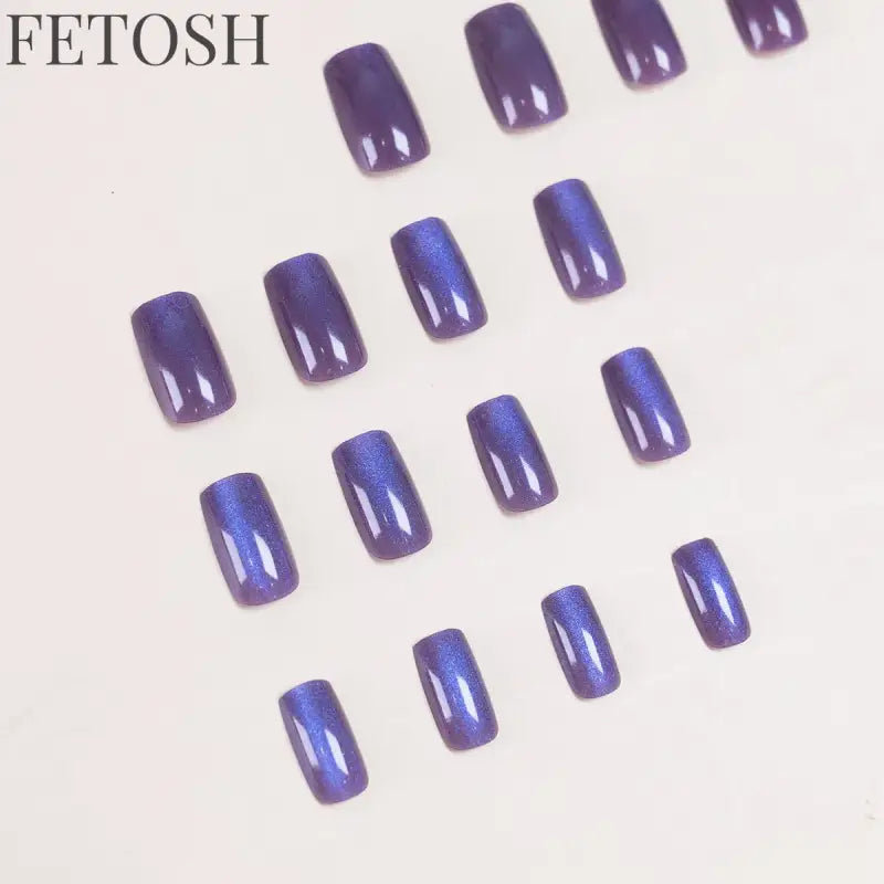 24pcs/30pcs short square ballet fake nails for women cat eyes glitter green blue purple pink shinny nail tips press on nail art