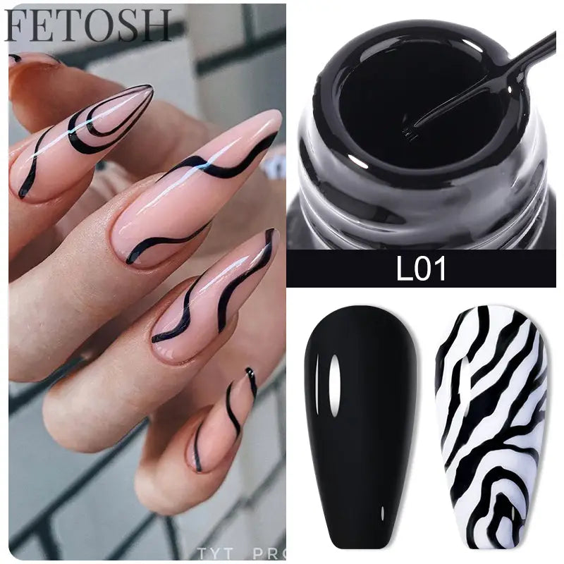 LILYCUTE 5ml White Black Liner Gel Nail Polish Colorful French Painting Stripe Semi Permanent Drawing Nail Art UV Gel Varnish