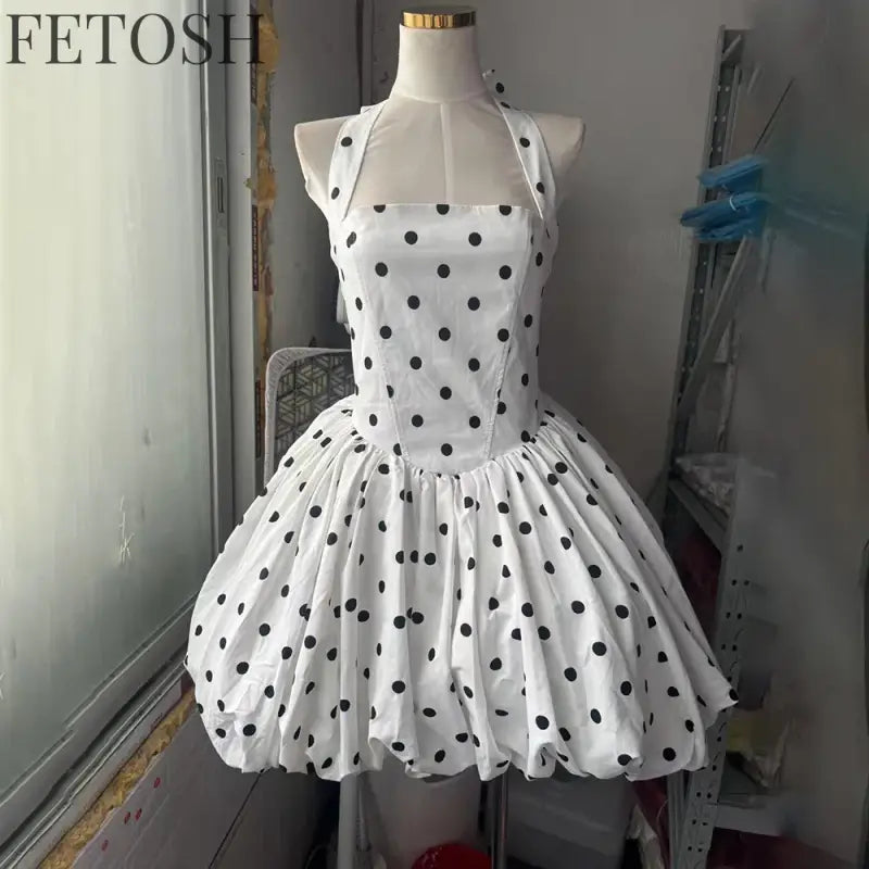 VGH Sexy Temperament Tunic Ball Gown for Women Halter Sleeveless Patchwork Lace Up Short Prom Dresses Female Clothing Fashion