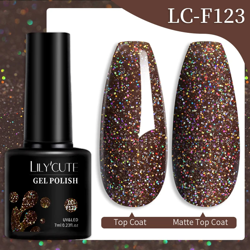 LILYCUTE Glitter Sequins UV Gel Nail Polish Shiny Spring Summer Color Semi Permanant Soak Off All For Manicure Nail Art Varnish
