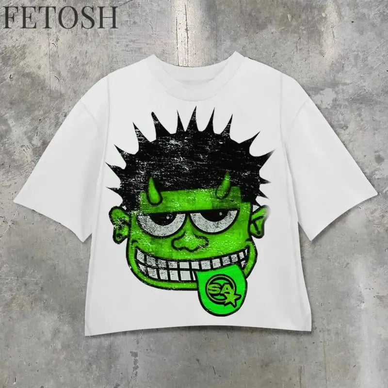Streetwear Retro Clothing Mens Womens Harajuku Goth Cross Graphic Letter Print T Shirt Casual Cotton Seven Quarter Sleeves Tops