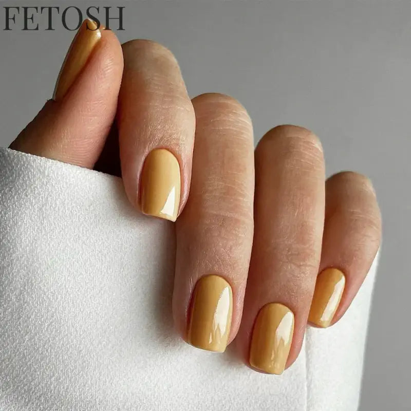 Glossy Solid Color Nail Art Short Square Colored Detachable Fake Nails Wearable Finished False Nails Press on Nails with Glue