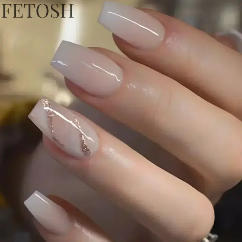 24Pcs Blue False Nails Gradient with French Design Wearable Fake Nails Gradient Short Coffin Full Cover Press on Nail Tips Art