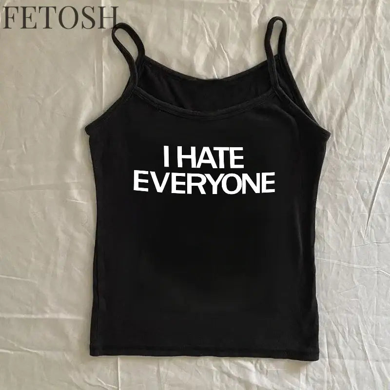 Letter Print Women Sexy Gothic Street Tshirt Y2k Aesthetic Hip Hop Sleeveless Vest Rock Vintage Women Clothes Harajuku Tee 2000s