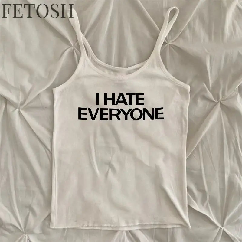 Letter Print Women Sexy Gothic Street Tshirt Y2k Aesthetic Hip Hop Sleeveless Vest Rock Vintage Women Clothes Harajuku Tee 2000s