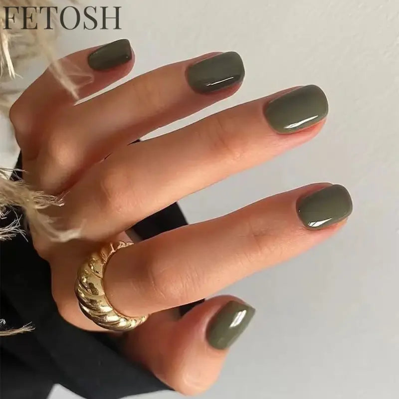 24Pcs/Set Korean Paste Fake Nails Art Classic Solid Color Acrylic Wearing False Nails Short Removable Press-on Nails Tips