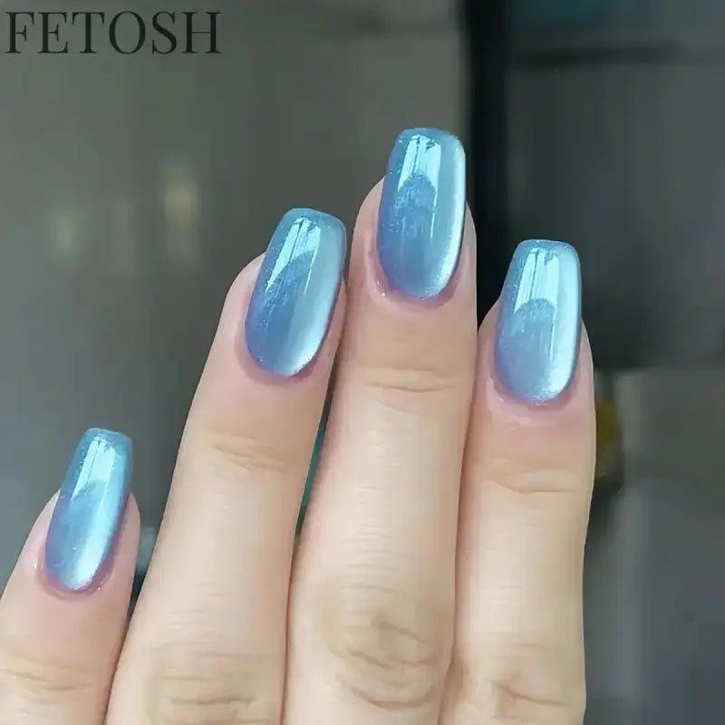 24pcs/30pcs short square ballet fake nails for women cat eyes glitter green blue purple pink shinny nail tips press on nail art