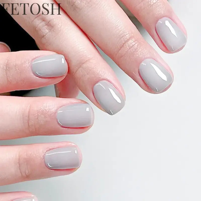 Glossy Solid Color Nail Art Short Square Colored Detachable Fake Nails Wearable Finished False Nails Press on Nails with Glue