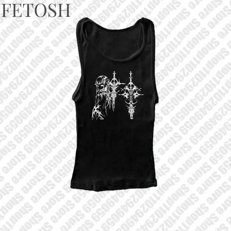 Y2k Style Aesthetic Sweet Sexy Tank Tops Women Sleeveless Casual Cartoon Print Tanks Harajuku All Match Cropped Grunge Emo Girls