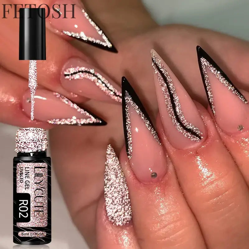 LILYCUTE 5ml White Black Liner Gel Nail Polish Colorful French Painting Stripe Semi Permanent Drawing Nail Art UV Gel Varnish