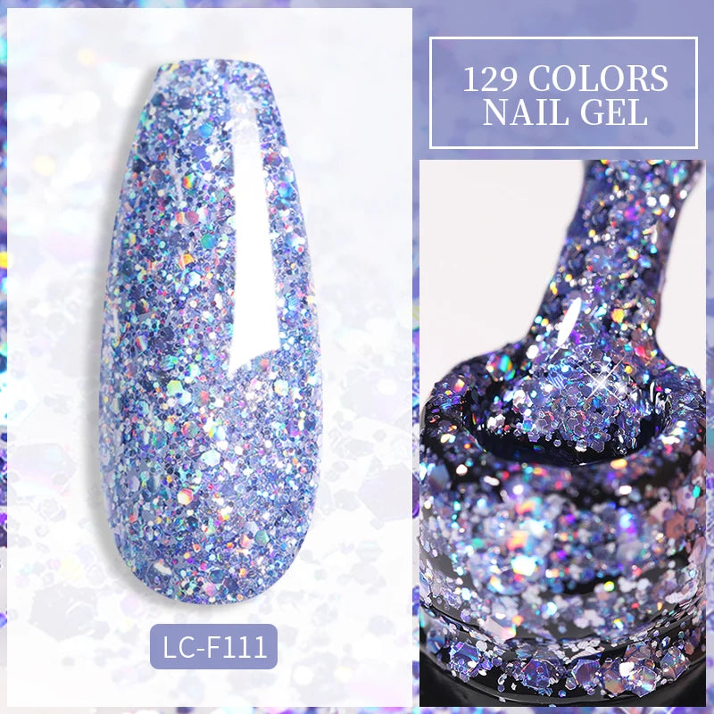 LILYCUTE Glitter Sequins UV Gel Nail Polish Shiny Spring Summer Color Semi Permanant Soak Off All For Manicure Nail Art Varnish