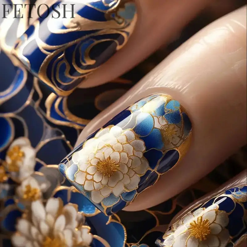24Pcs Sweet Countryside Flowers False Nails Coffin with Jelly Glue Simple Flower Butterfly French Short Removable Wearable Nails