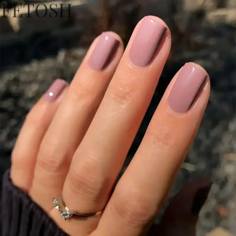 24Pcs Gradient Purple Nail Art Tips Simple Short Square Head False Nails Detachable Fashion Press on Nails Full Cover Fake Nails