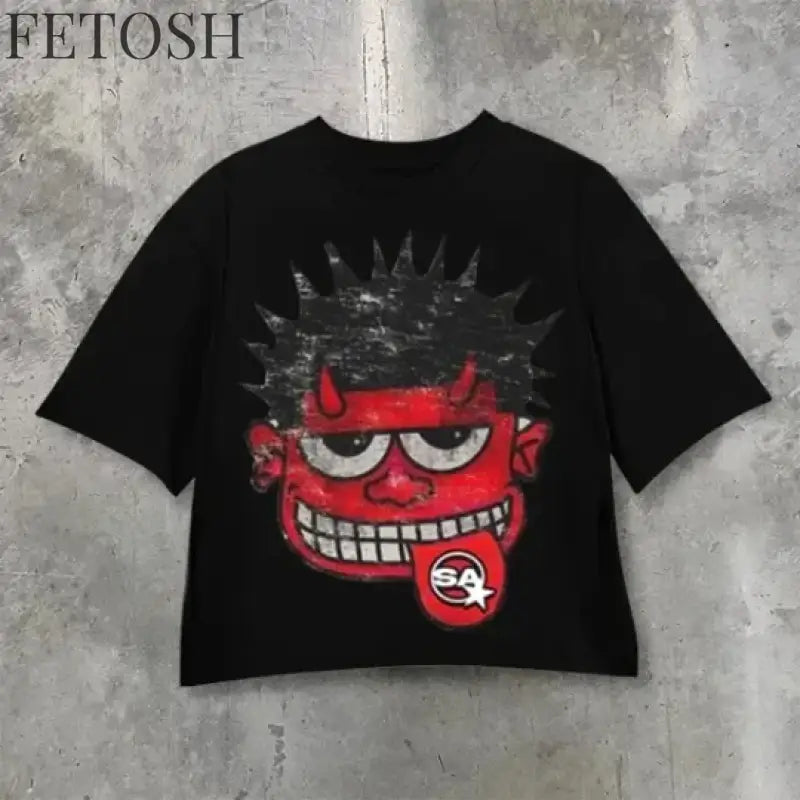 Streetwear Retro Clothing Mens Womens Harajuku Goth Cross Graphic Letter Print T Shirt Casual Cotton Seven Quarter Sleeves Tops