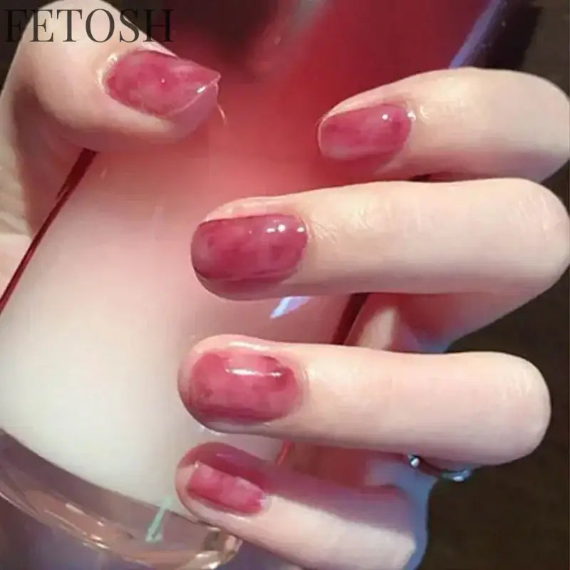 24pcs Short Cute False Nails Polka Dot Star Design Fake Nails Full Coverage Waterproof Removable Artificial Press on Nails