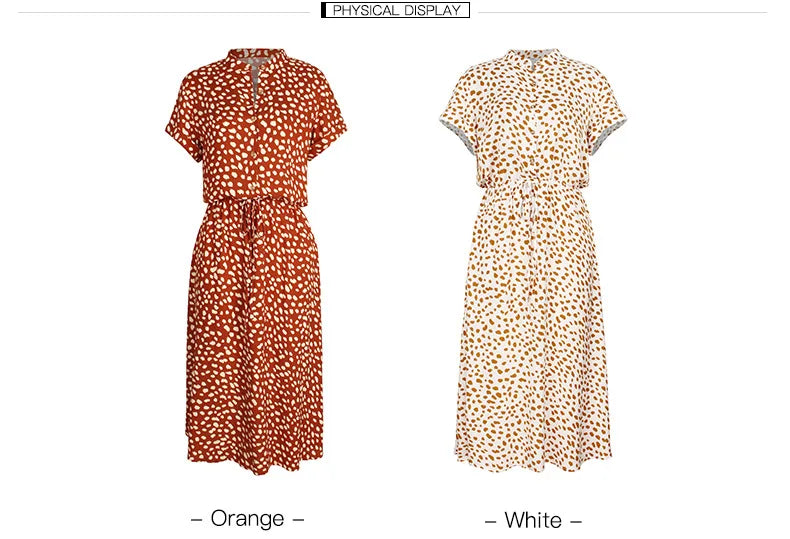 Vintage Floral Print Dress Women Boho Short Sleeve Long Dress Turn Down Collar Casual Waistband Shirt Dresses Robe 2021 Summer