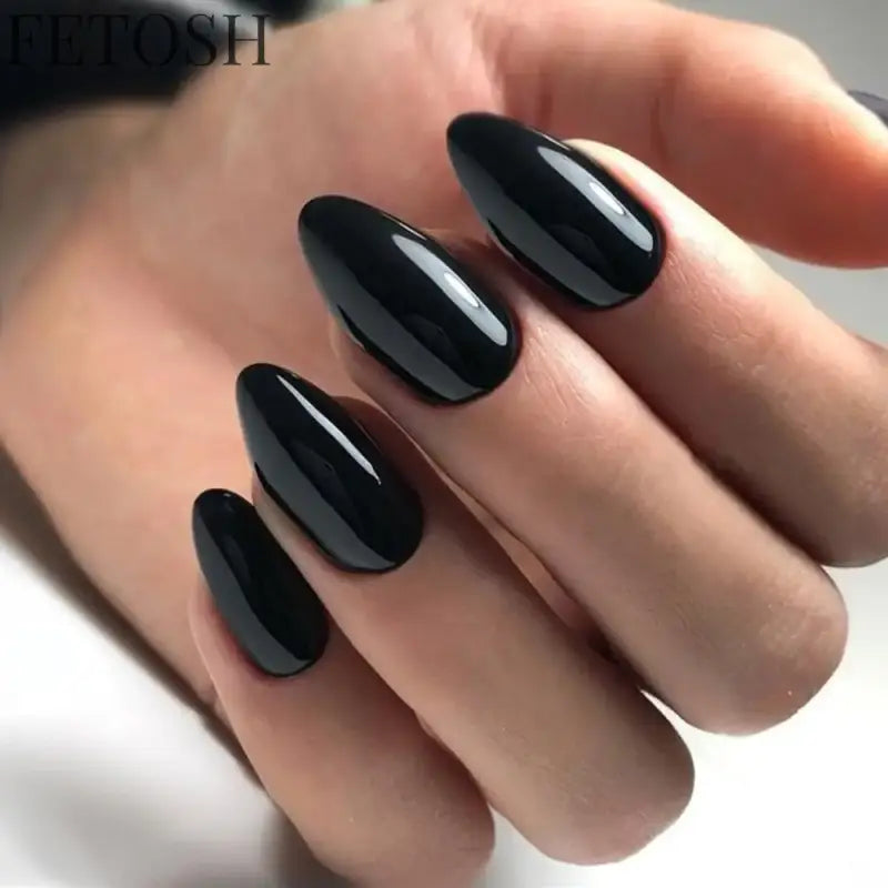 ARTAUG 24PCS Medium square black press on nails cute nails nail charms cheap nails for girl women gift candy color