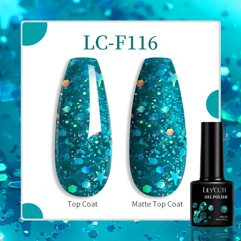 LILYCUTE Glitter Sequins UV Gel Nail Polish Shiny Spring Summer Color Semi Permanant Soak Off All For Manicure Nail Art Varnish