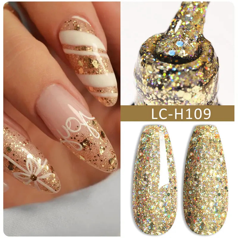 LILYCUTE Glitter Sequins UV Gel Nail Polish Shiny Spring Summer Color Semi Permanant Soak Off All For Manicure Nail Art Varnish