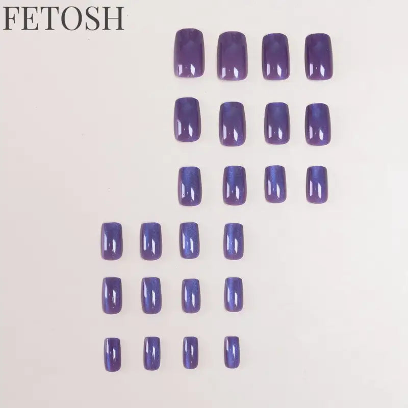 24pcs/30pcs short square ballet fake nails for women cat eyes glitter green blue purple pink shinny nail tips press on nail art