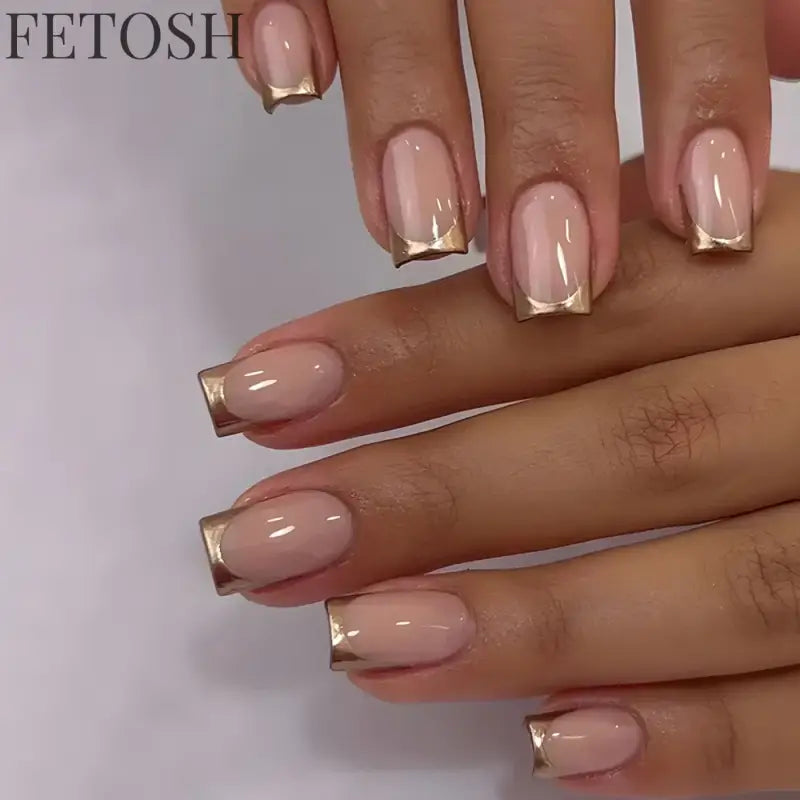 24Pcs Gradient White Fake Nail Short Square Ballet Simple False Nails Press on Wearable Nude Nails Art Full Cover Manicure Tips