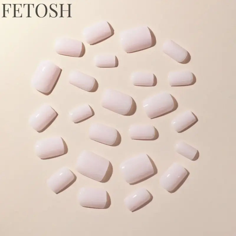 24 Pcs/Set Solid Color Short Fake Nails Art Finished Wearable False Nails for Girls Women Removable Simple White Press on Nail