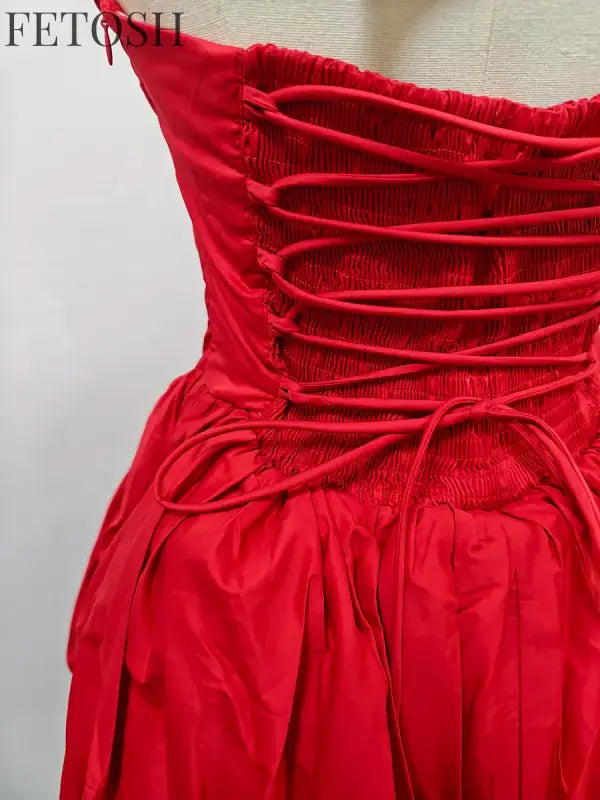 VGH Sexy Temperament Tunic Ball Gown for Women Halter Sleeveless Patchwork Lace Up Short Prom Dresses Female Clothing Fashion