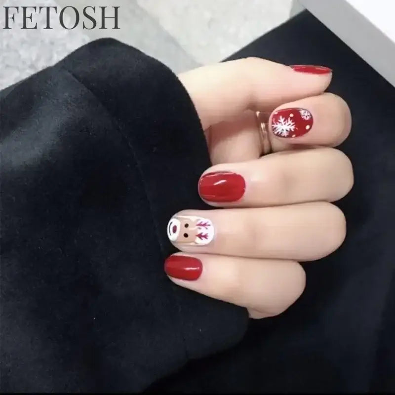 24pcs Short Cute False Nails Polka Dot Star Design Fake Nails Full Coverage Waterproof Removable Artificial Press on Nails