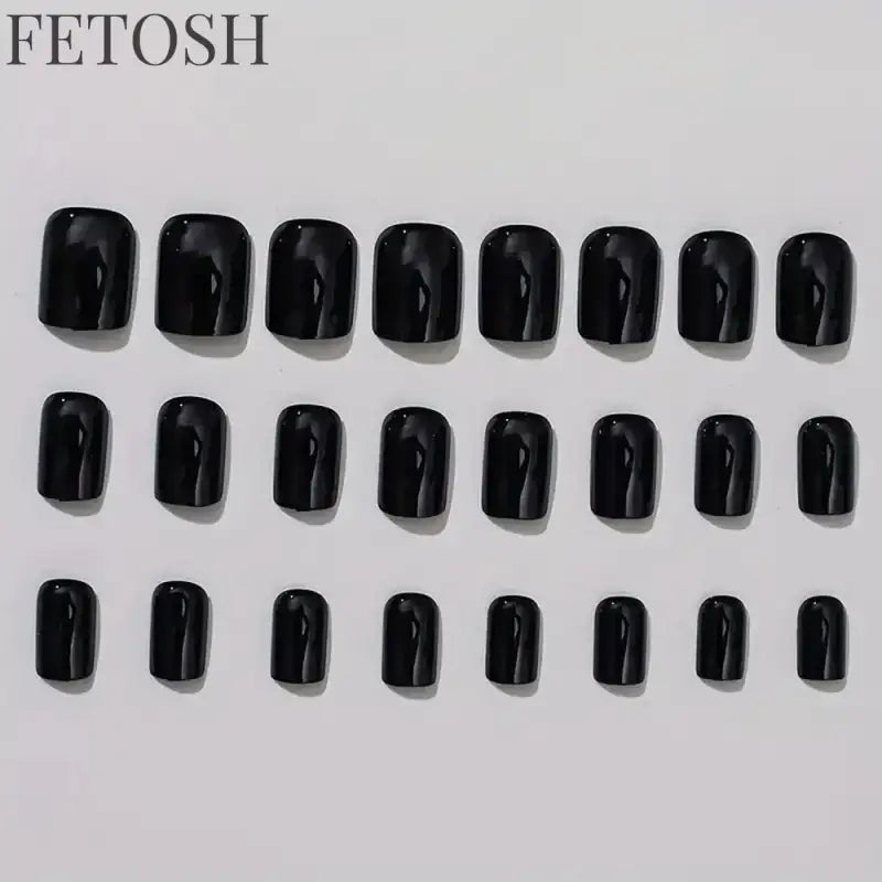 ARTAUG 24PCS Medium square black press on nails cute nails nail charms cheap nails for girl women gift candy color