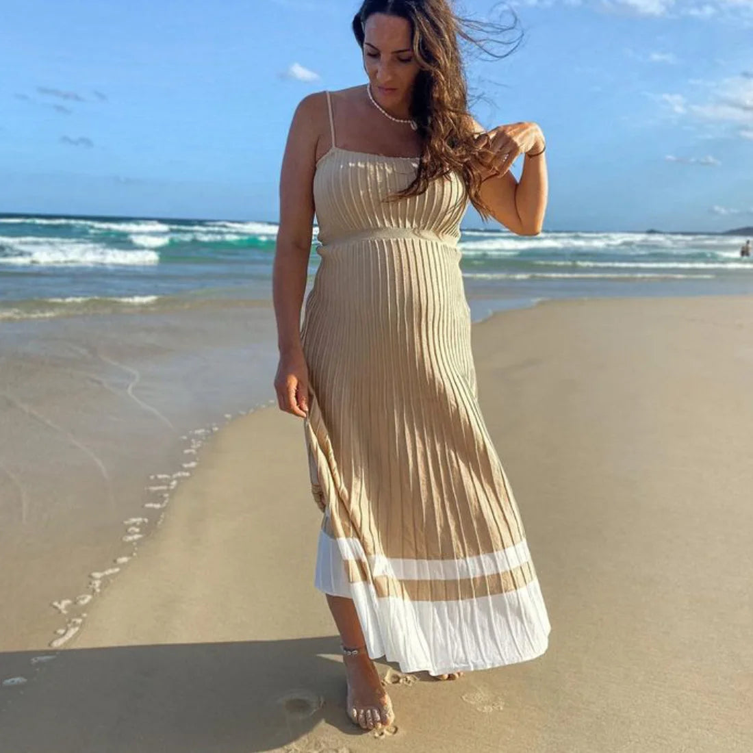 Tossy Backless Ribbed Maxi Dress For Women Summer New Holiday Party Stretch High Waist Bodycon Maternity Dresses Knit Sundress