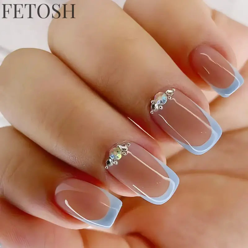 24Pcs Gradient White Fake Nail Short Square Ballet Simple False Nails Press on Wearable Nude Nails Art Full Cover Manicure Tips