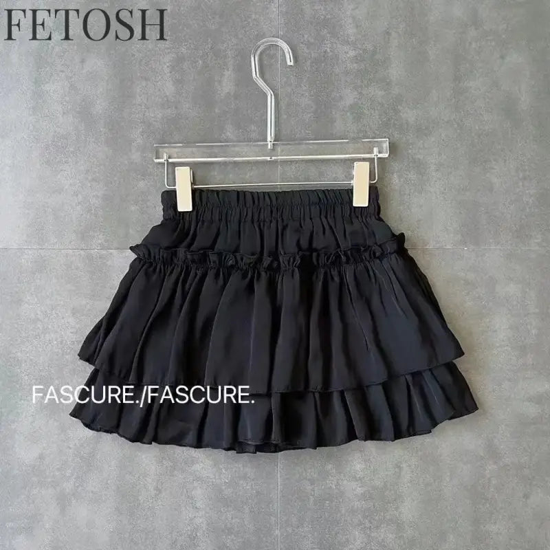 Summer Kawaii White Ruflles Skirt Women Fashion Slim Fit Chiffon Mini Skirts Giris Y2k All Match Elastic High Waist