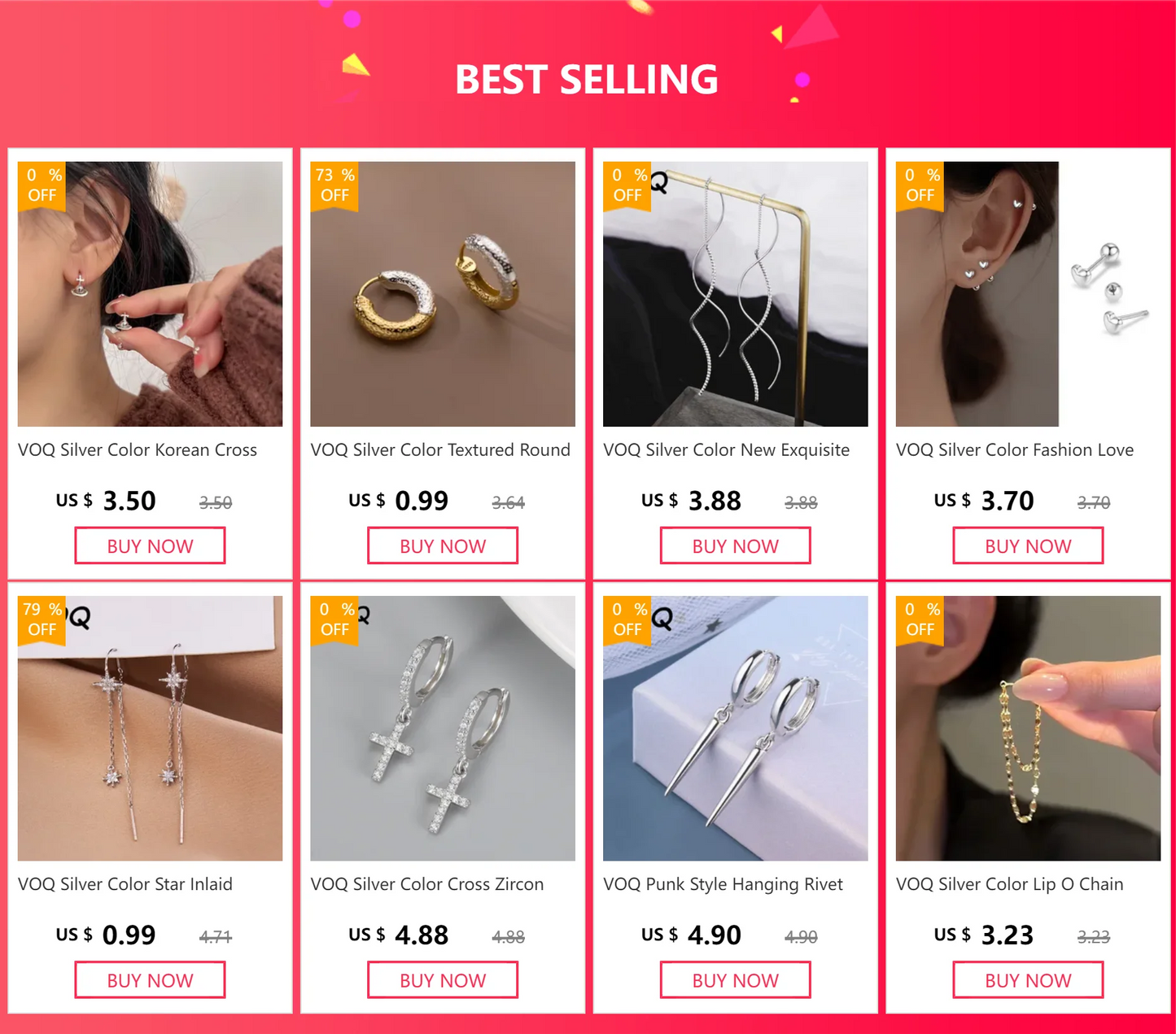 VOQ Silver Color Lip O Chain Tassel Earrings Women's Rear Hanging Double Chain Earrings Summer Beach Party Jewelry