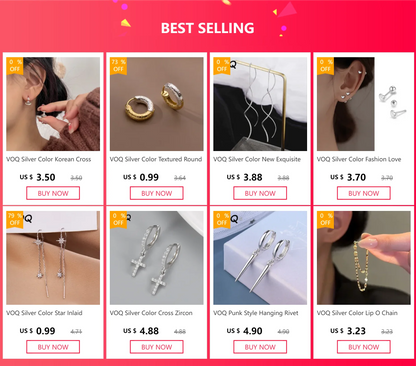VOQ Silver Color Lip O Chain Tassel Earrings Women's Rear Hanging Double Chain Earrings Summer Beach Party Jewelry