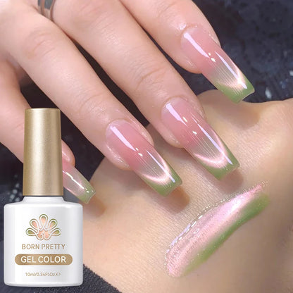 BORN PRETTY 10ml Flow Light White Cat Magnetic Gel Nail Polish Ultra Shine Soak Off UV Gel Mirror Glass Cat Magnet Gel Varnish