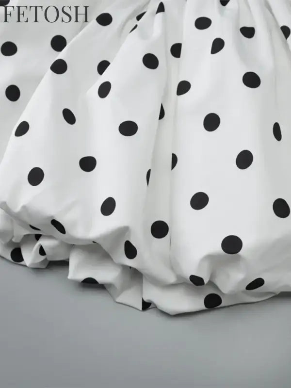 Polka Dot Halter Strapless Dress Women Elegant Sleeveless Backless Waist Cinching Ball Gown Fashion Chic Ladies Evening