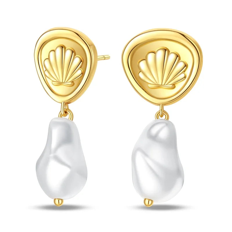 Women's 925 Sterling Silver Classic Gold Pearl Inlaid Earrings Elegant Suitable For Engagement Wedding Party Exquisite Jewelry